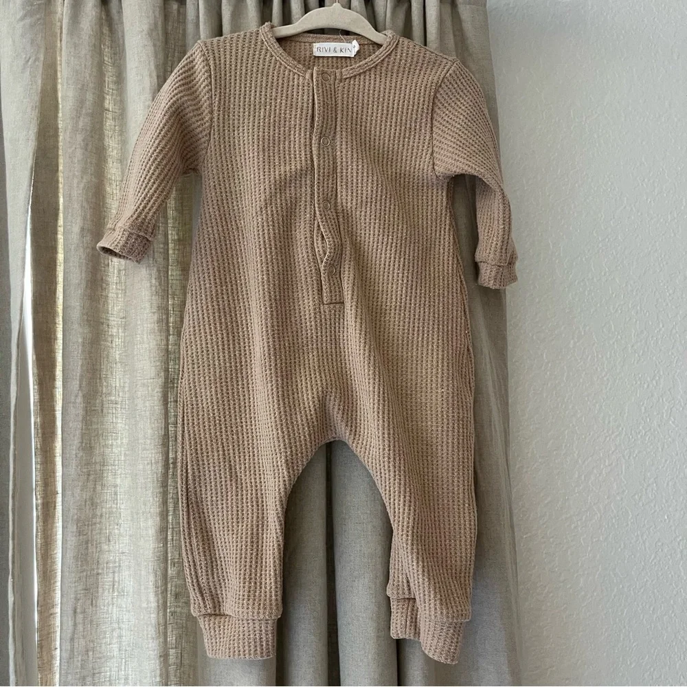 Rivi & Kin Waffle Knit Romper Neutral Color